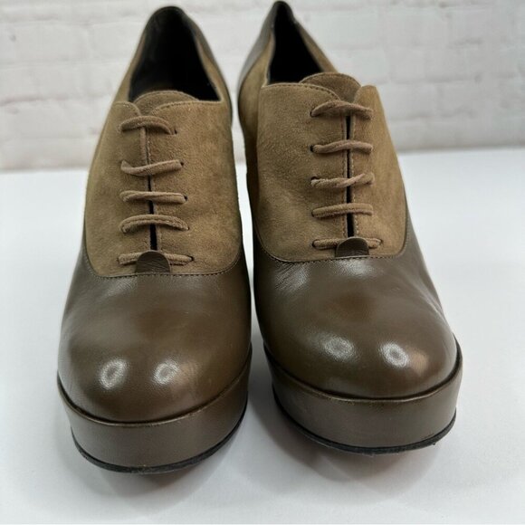 Fendi Women’s Brown Designer Suede Leather Oxford‎ Luxury Ankle Boot EU 37.5 - Picture 4 of 14